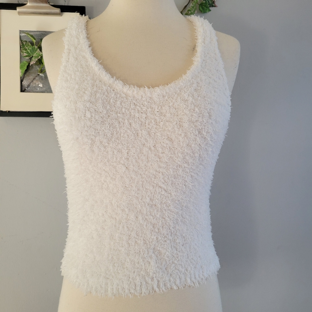 Aritzia The Group Babaton Fluffy‎ Fuzzy Cropped Sleeveless Tank Top M - Picture 2 of 11